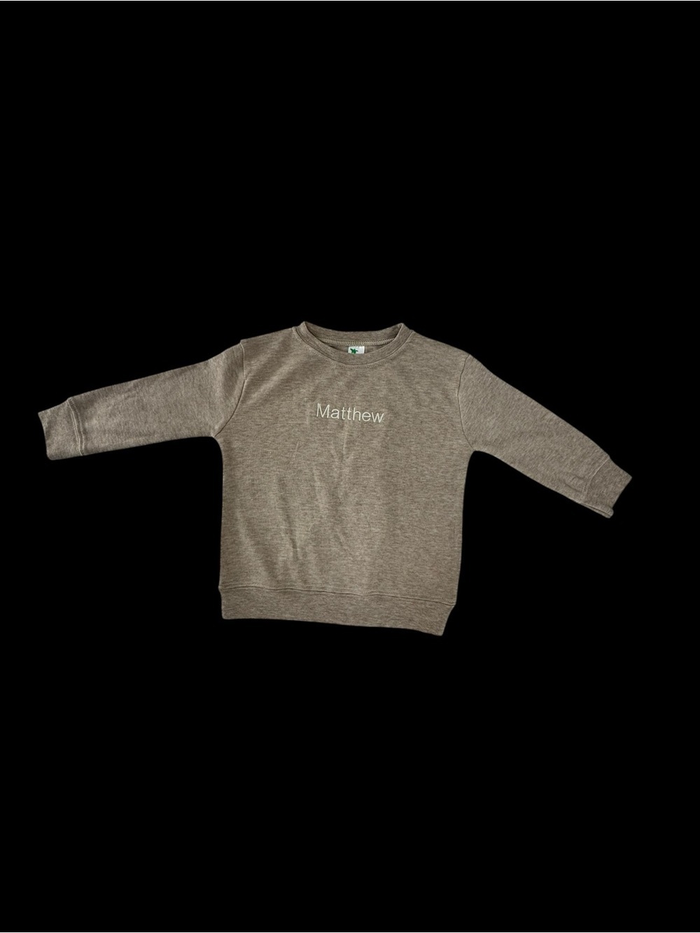 Personalized Kids Long Sleeve Crewneck Sweatshirt in Tan